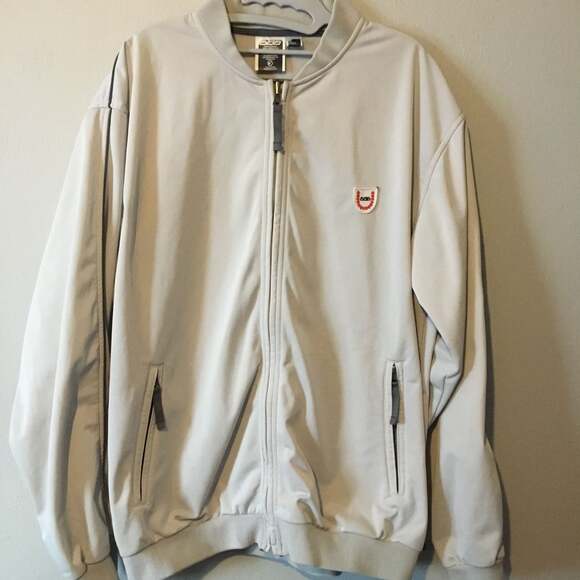 686 Full Zip Bomber Jacket with Pockets Eggshell color logo unisex